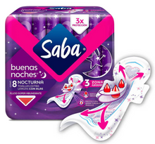 Cargar imagen en el visor de la galería, Caja Toalla Femenina Saba Buenas Noches Con Alas Flujo Super Abundante 8 T/14 P - SCG