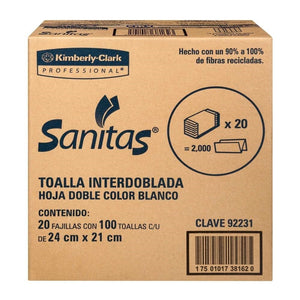 Caja toalla Interdoblada 24x21cm Sanitas 100H/20P  HJS 92231 - SCG