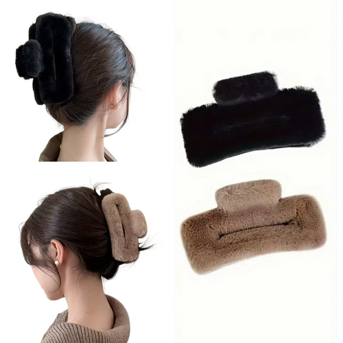 6 pinzas cabello peluche felpa medianas - DRO