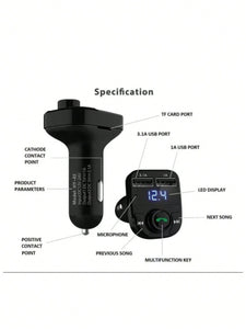Bluetooth Transmisor Fm Auto Manos Libres Cargador 2 Usb - BGP