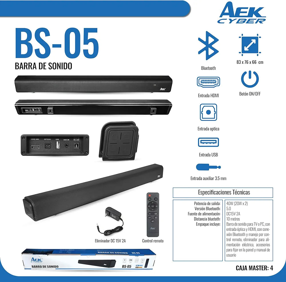 Barra De Sonido Inalambrica Teatro En Casa Bluetooth Control - BGP ...