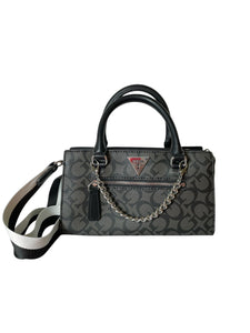 Bolsa Guess Dama Gris Con Detalles Negros Y Cadena Original  - BGP