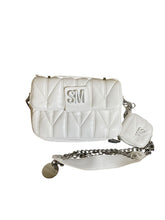 Cargar imagen en el visor de la galería, Bolsa Steve Madden blanca acolchada con cadena y pouch - BGP