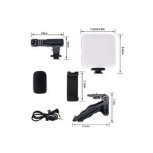 Cargar imagen en el visor de la galería, Soporte para celular 3 en 1, tripie, luz y micrófono - BGP