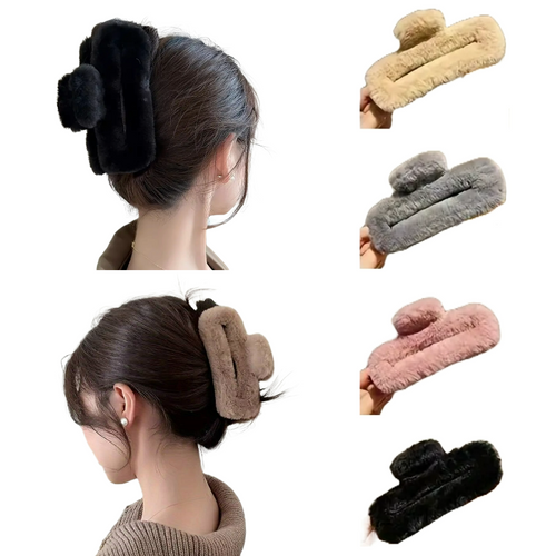 6 pinzas cabello grandes peluche felpa - DRO