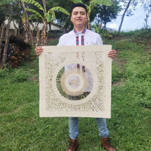 Cargar imagen en el visor de la galería, Arte mural Mexicano Hecho a Mano en Papel Amate – Arte Mexicano Moderno (sin marco), de 72cm x 72cm- Con Tejido Circular. - BGP