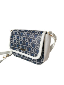 Bolsa Crossbody Tommy Hilfiger Blanca Monograma Azul Original - BGP