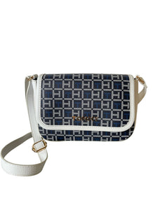 Bolsa Crossbody Tommy Hilfiger Blanca Monograma Azul Original - BGP