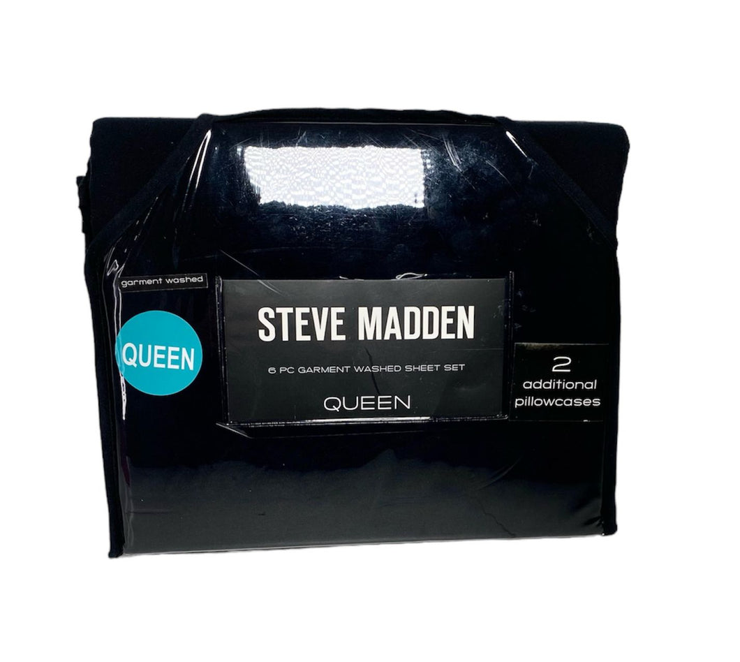 Juego De 6 Sabanas Para Cama Color Negro Steve Madden Queen - BGP