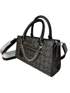 Bolsa Guess Dama Gris Con Detalles Negros Y Cadena Original  - BGP