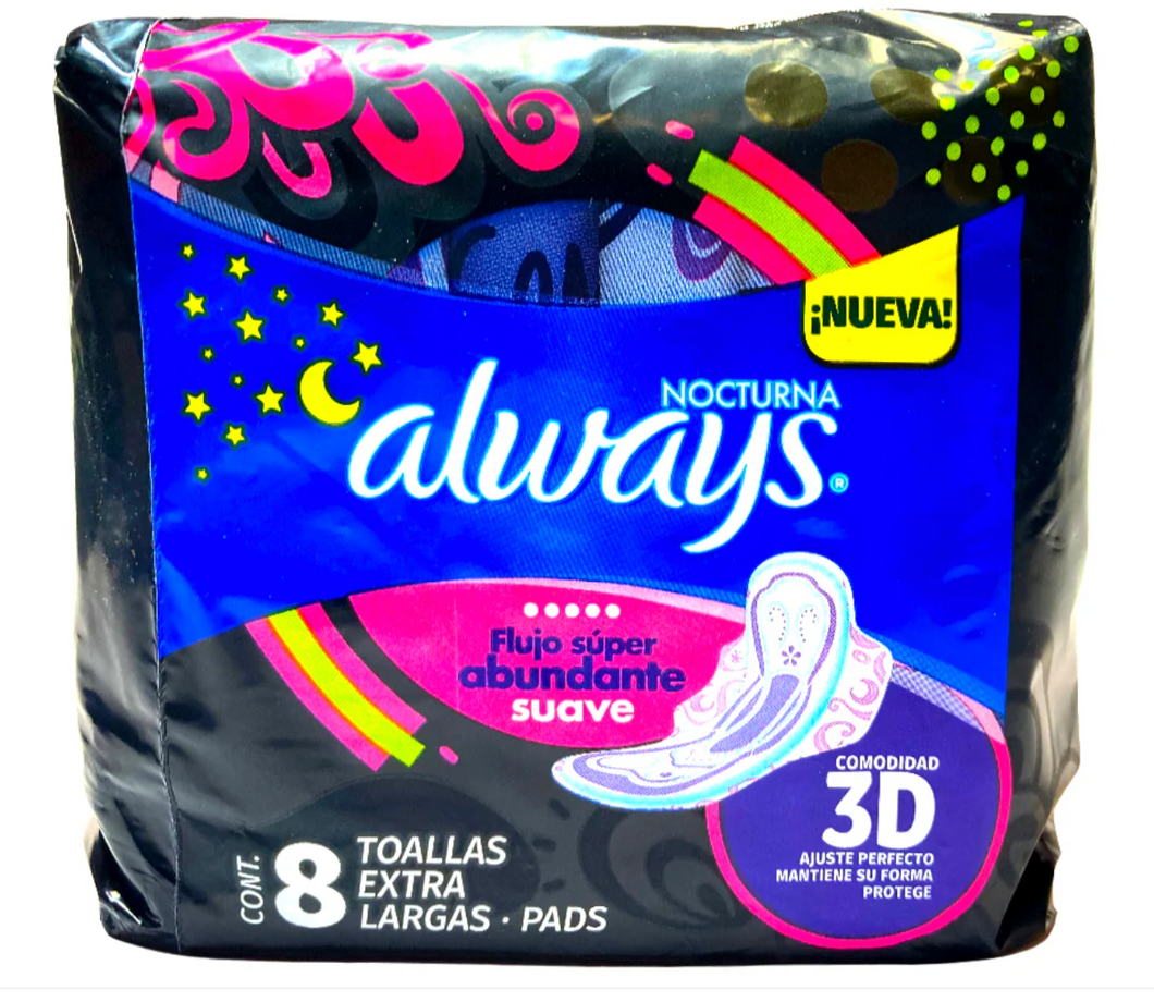 Caja de toallas Always Noches tranquilas suave larga con alas 12C/8P - SCG