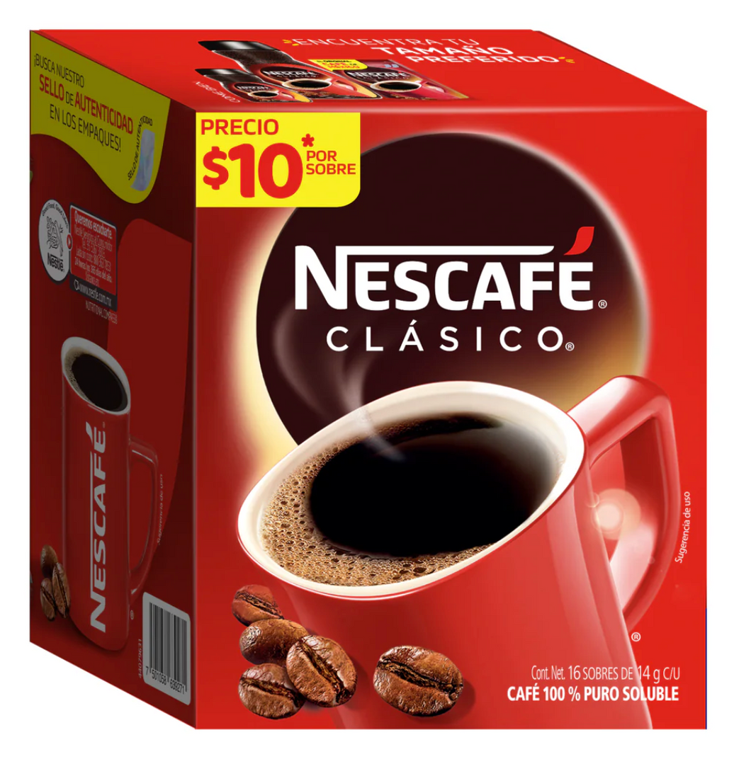 Caja Nescafe clasico de stick 6c/16s/14g - SCG