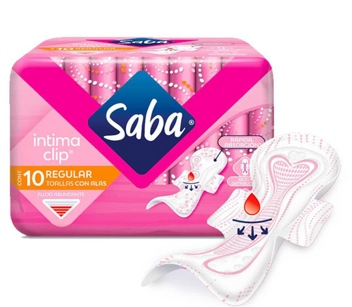 Caja Toalla Femenina Saba Intima Clip con alas 14P/10T - SCG