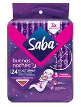 Cargar imagen en el visor de la galería, Caja Toalla Femenina Saba Buenas Noches Con Alas Flujo Super Abundante 24T/6 P - SCG