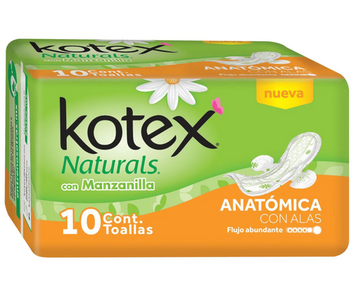 Caja Toalla Kotex Manzanilla Anatomica Con Alas Flujo Abundante 10T/10P - SCG
