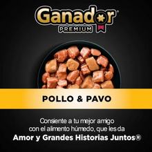 Cargar imagen en el visor de la galería, Alimento Húmedo para Perro Ganador Premium Sabor Pollo y Pavo 22 pzas de 100 g c/u - ZK