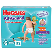 Cargar imagen en el visor de la galería, Pañales Huggies All Around Etapa 6 Unisex 90 pzas - ZK