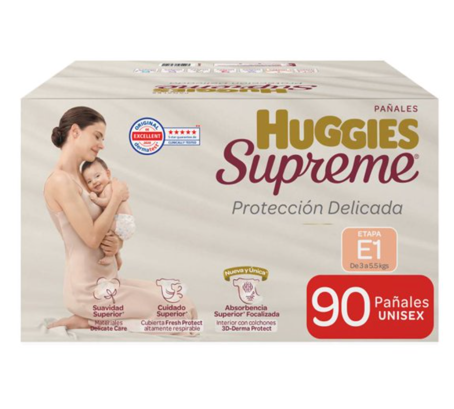 Pañales Huggies Supreme SUPREME Protección Delicada Etapa 1 90 pzas - ZK