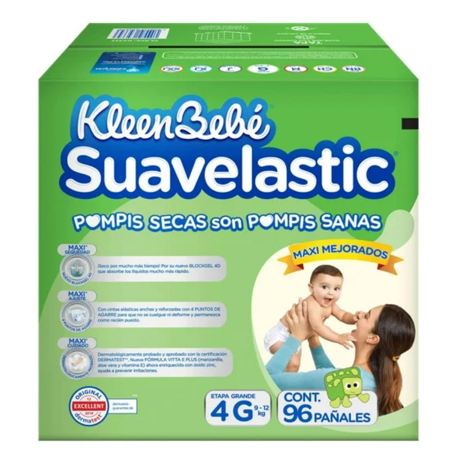 Pañales KLEENBEBE Suavelastic Grande 96 piezas - ZK