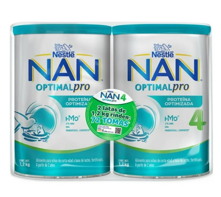 Alimento para Niños NAN Optimal Pro 4 con 2 Latas de 1.2 kg - ZK