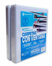 Cargar imagen en el visor de la galería, Set de Carpetas Member's Mark de 1 Pulgada con Ventana Blanco 4 pzas - ZK