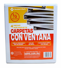 Cargar imagen en el visor de la galería, Set de Carpetas Member's Mark de 1/2 Pulgada con Ventana Blanco 4 pzas - ZK