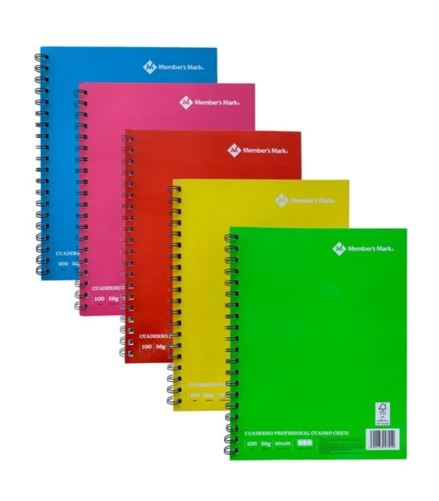 Set de Cuadernos Member's Mark Cuadro Chico 5 pzas con 100 Hojas c/u - ZK