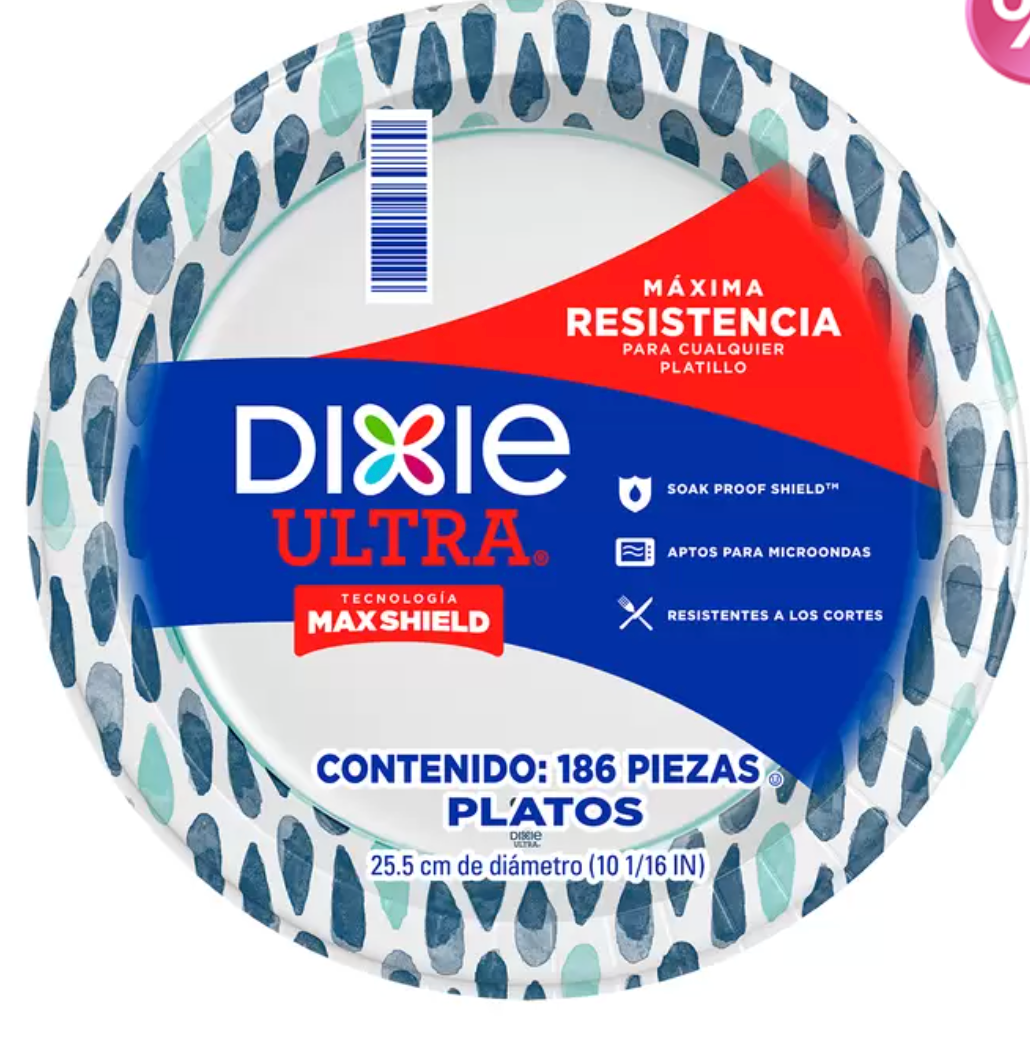Dixie Ultra Platos de Papel 186 pzas de 25.5 cm - KOZ