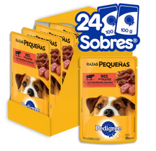Cargar imagen en el visor de la galería, Pedigree Alimento Para Perros Adultos Razas Pequeñas, Sabor Res 100 gr, Paquete De 24 Sobres - KOZ