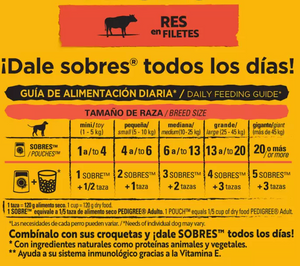 Pedigree Alimento Para Perros Adultos Sabor Res, Paquete De 24 Sobres de 100 gr - KOZ