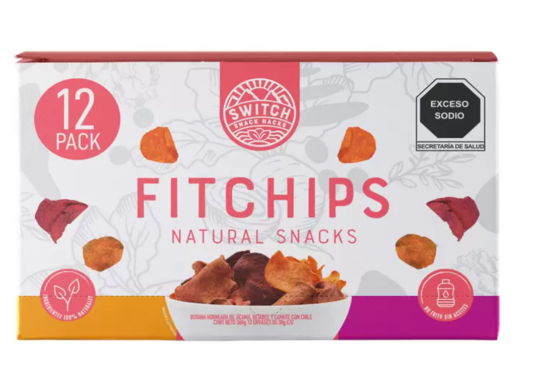 Fitchips Botana Horneada de Vegetales con Chile 12 pzas de 30 grs - KOZ