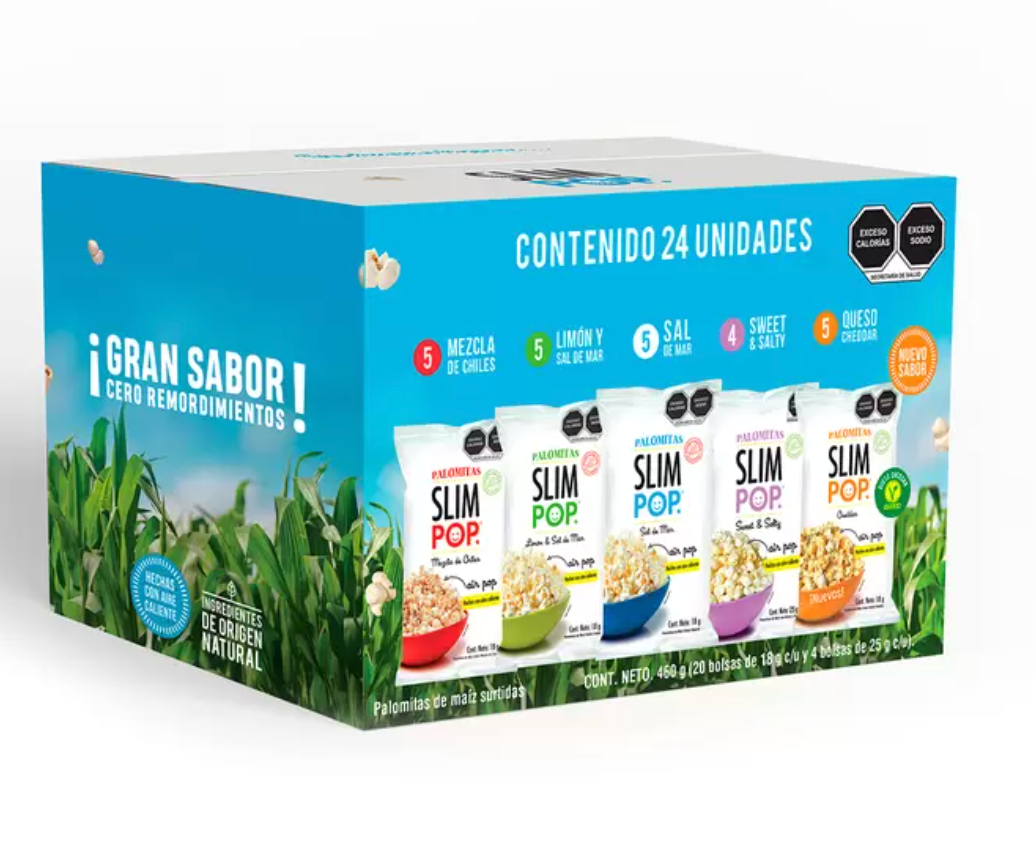 Slim Pop Palomitas Surtidas 20 pzas de 18 g y 4 pzas de 25 grs - KOZ