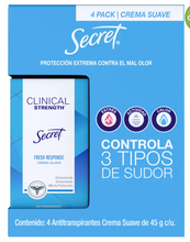 Cargar imagen en el visor de la galería, Secret Antitranspirante en crema Clinical Strength 4 piezas de 45 grs - KOZ