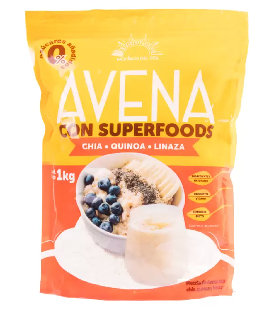 Molinos Del Sol Avena con Superfoods Chía-Quinoa-Linaza 1 kg - KOZ