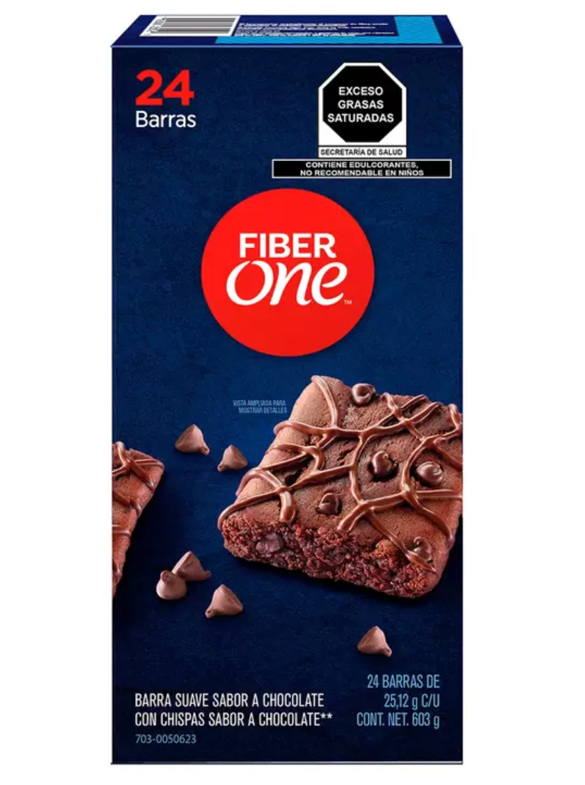 Fiber One Barras Suave Estilo Brownie con Chispas de Chocolate 24 piezas de 25 grs - KOZ