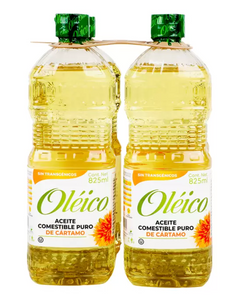 Oléico Aceite Comestible Puro de Cártamo 4 piezas de 825 ml - KOZ
