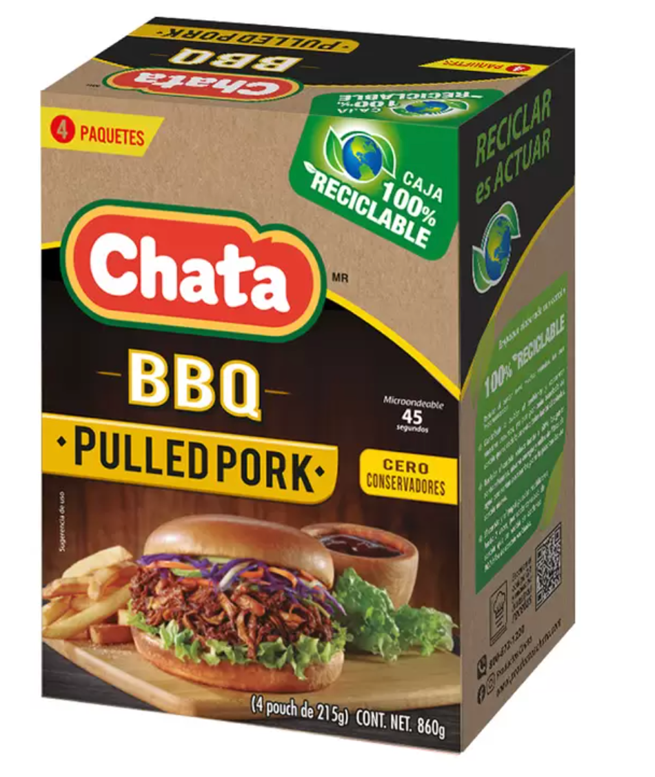 Chata Pulled Pork en Salsa BBQ 4 sobres de 860 grs - KOZ