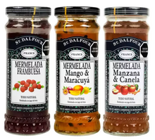 Cargar imagen en el visor de la galería, Mermelada St Dalfour Paquete Surtido Sabor Frambuesa, Mango Maracuyá y Manzana Canela 3 piezas de 284 grs - KOZ
