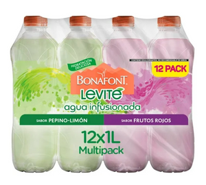 Bebida Saborizada Bonafont Levité Pepino-Limón y Frutos Rojos 12 pzas de 1 l c/u - ZK