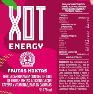 Bebida Carbonatada XOT Energy Adicionada con Cafeína 12 pzas de 470 ml -ZK
