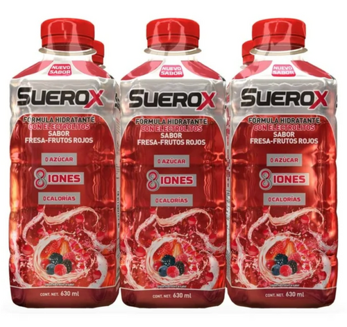 Bebida Hidratante SUEROX Frutos Rojos 6 pzas de 630 ml c/u -ZK