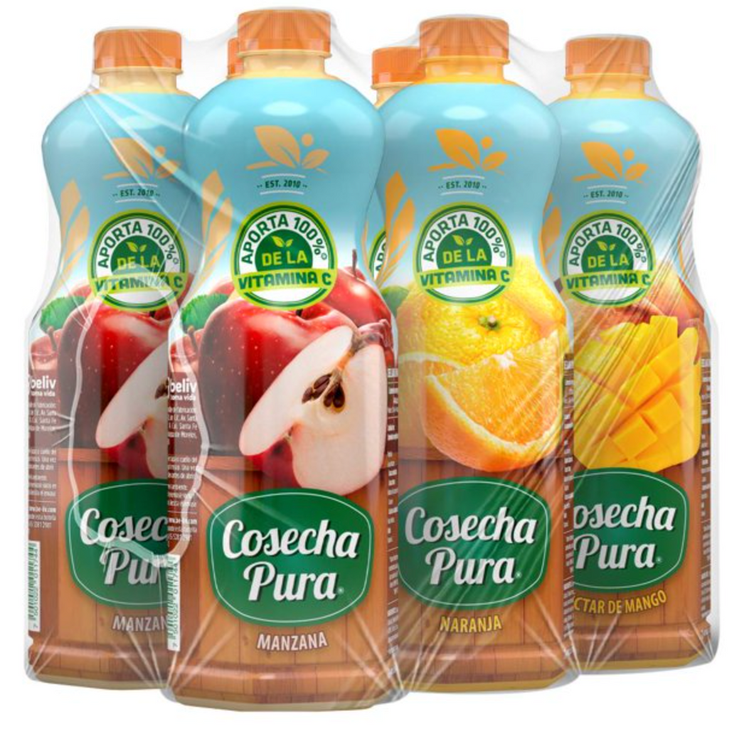 Bebidas COSECHA PURA Manzana, Naranja, Mango 6 pzas de 1 l c/u - ZK