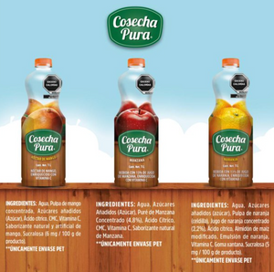 Bebidas COSECHA PURA Manzana, Naranja, Mango 6 pzas de 1 l c/u - ZK