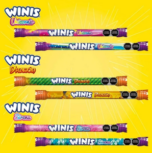Caramelo Suave Winis Unicornio-Dragón-Sirena Maxi tubito 3 pzas de 176 g c/u - ZK