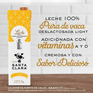 Leche Deslactosada Santa Clara Light 12 pzas de 1 l c/u -ZK