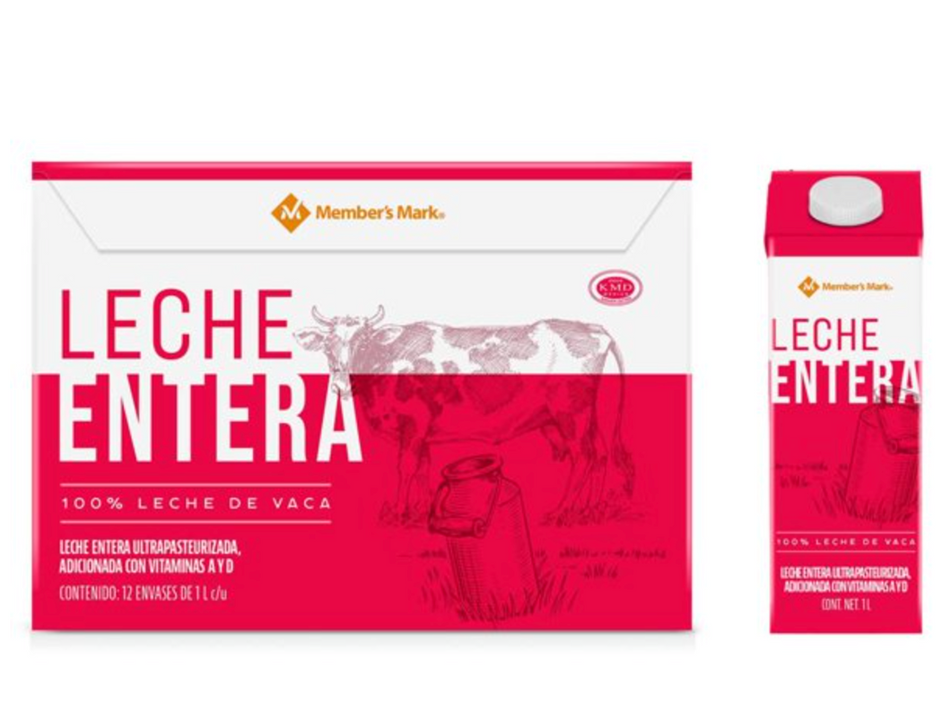 Leche Entera Member's Mark 12 pzas de 1 l c/u -ZK