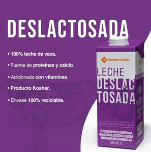 Leche Deslactosada Member's Mark 12 pzas de 1 l c/u - ZK