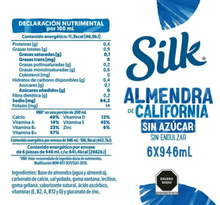 Cargar imagen en el visor de la galería, Bebida Vegetal Silk Sabor Almendra de California Sin Azúcar 6 pzas de 946 ml c/u -ZK