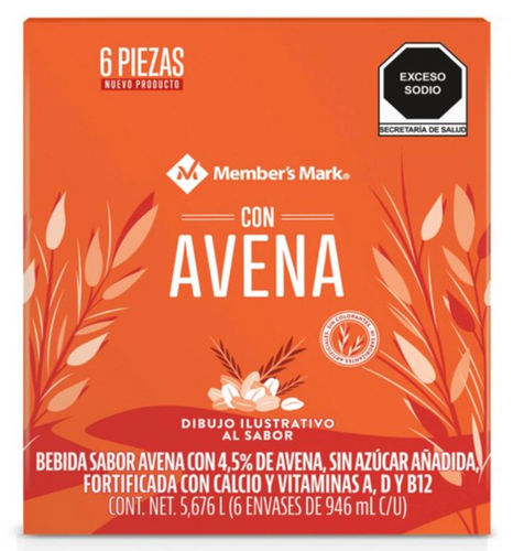 Bebida Member's Mark Sabor Avena sin Azúcar 6 pzas de 946 ml c/u -ZK