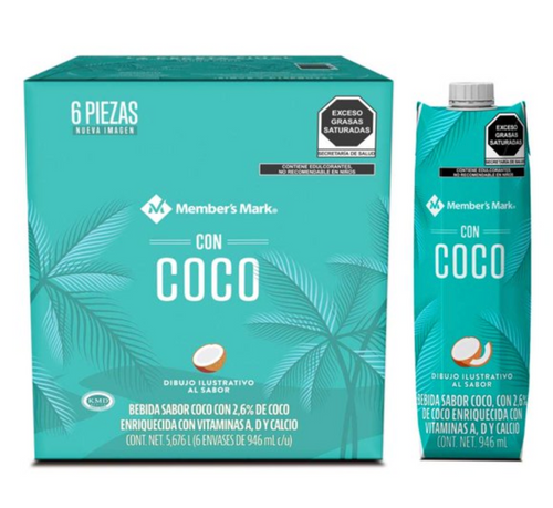 Bebida Member's Mark Sabor Coco 6 pzas de 946 ml c/u -ZK